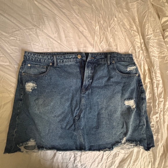 Eloquii Blue Distressed Denim Mini Skirt - Picture 4 of 4